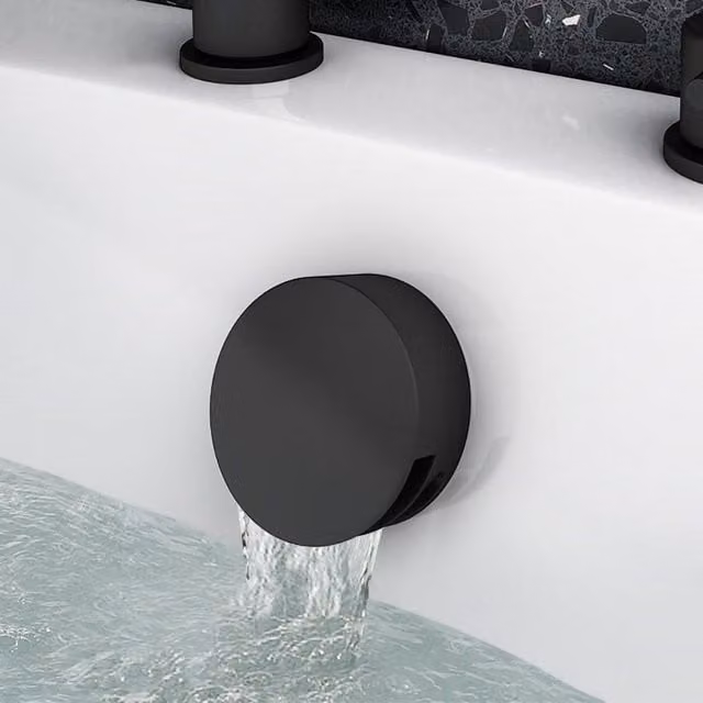Nes Home Brayton Square Wall Mounted Basin Mixer Faucet Tap in Matt Black