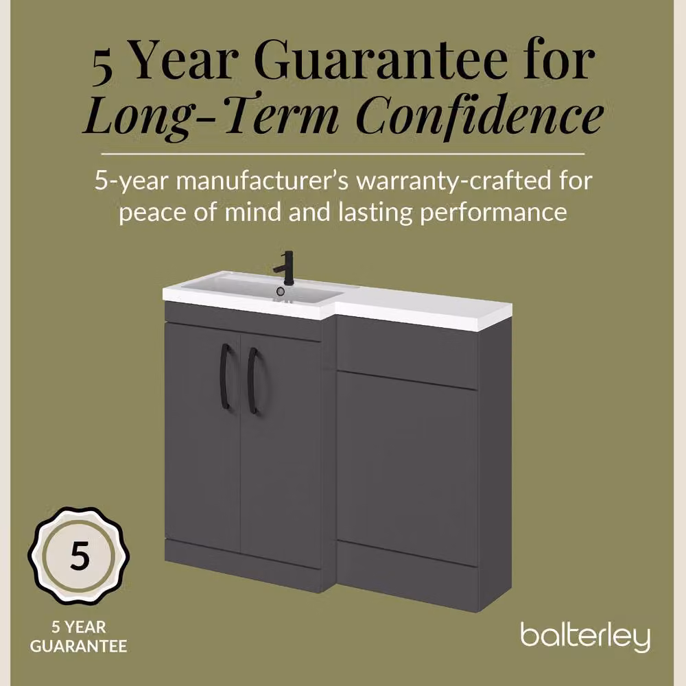 Balterley Gloss Grey Left-Hand Vanity and WC Unit Combination, W: 110 cm, H: 84 cm – 5