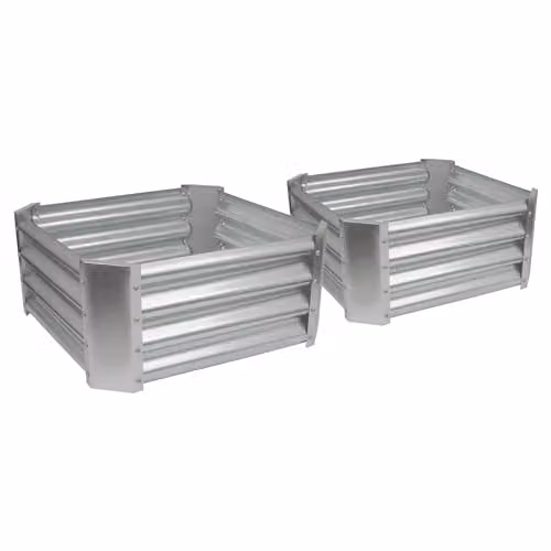 Harbour Housewares Pack of 2 Galvanised Steel Raised Garden Beds in Silver, W/D/H: 60 x 60 x 30 cm