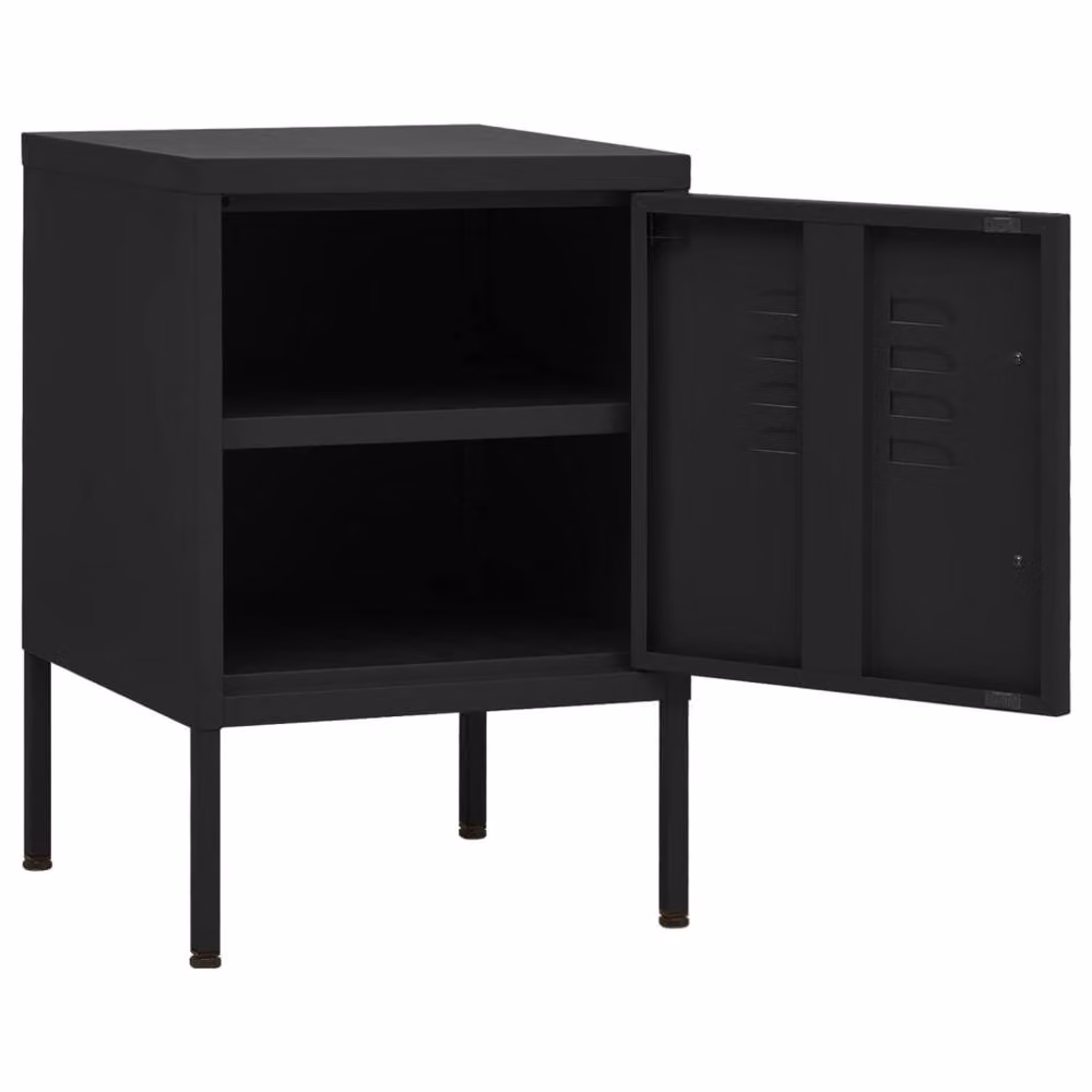 Berkfield Home Modern Black Matt Metal Nightstand W/D/H: 35 x 35 x 51 cm – 4