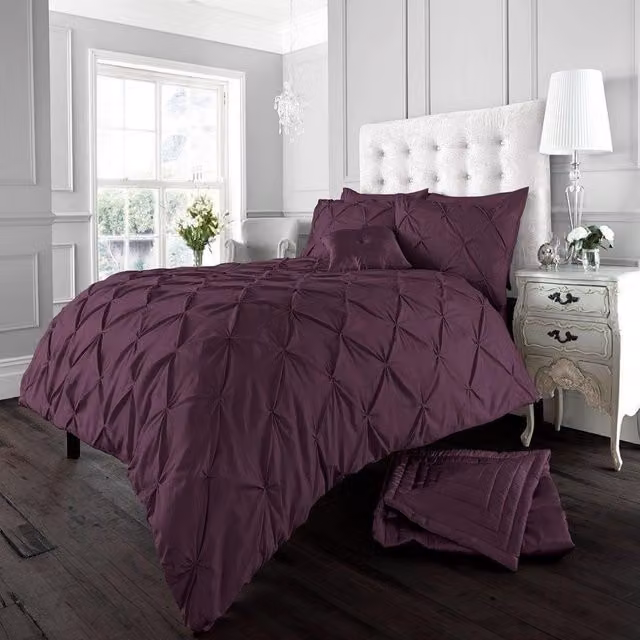 Smart Living Luxury Alford Dotted Duvet Cover and Pillowcase Set in Purple, W/D/H: 140 x 200 cm and 50 x 75 cm