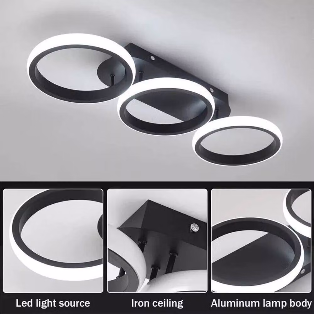 Havendro Modern Square LED Ceiling Light Flush Mount Chandelier in Black – 3