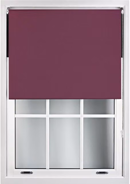 Furnished Aubergine Blackout Roller Blinds, Thermal Insulating and UV Resistant Polyester Window Shade, Width: 215 cm, Height: 210 cm