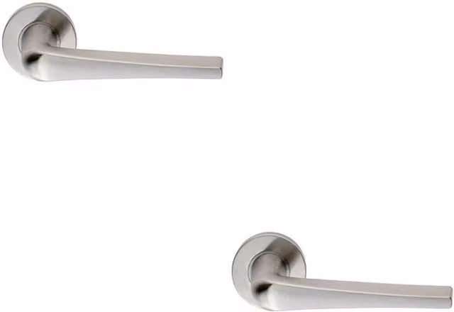 Loops 2x Pair Straight Flat Topped Bar Handles with Round Rose Concealed Fix in Brushed Satin Silver Stainless Steel