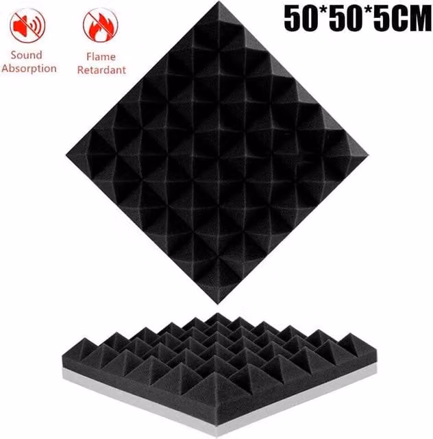 FLAVORA 48-Piece Black Soundproofing Polystyrene Foam Wall Panels, W/D: 50 x 50 cm – 1