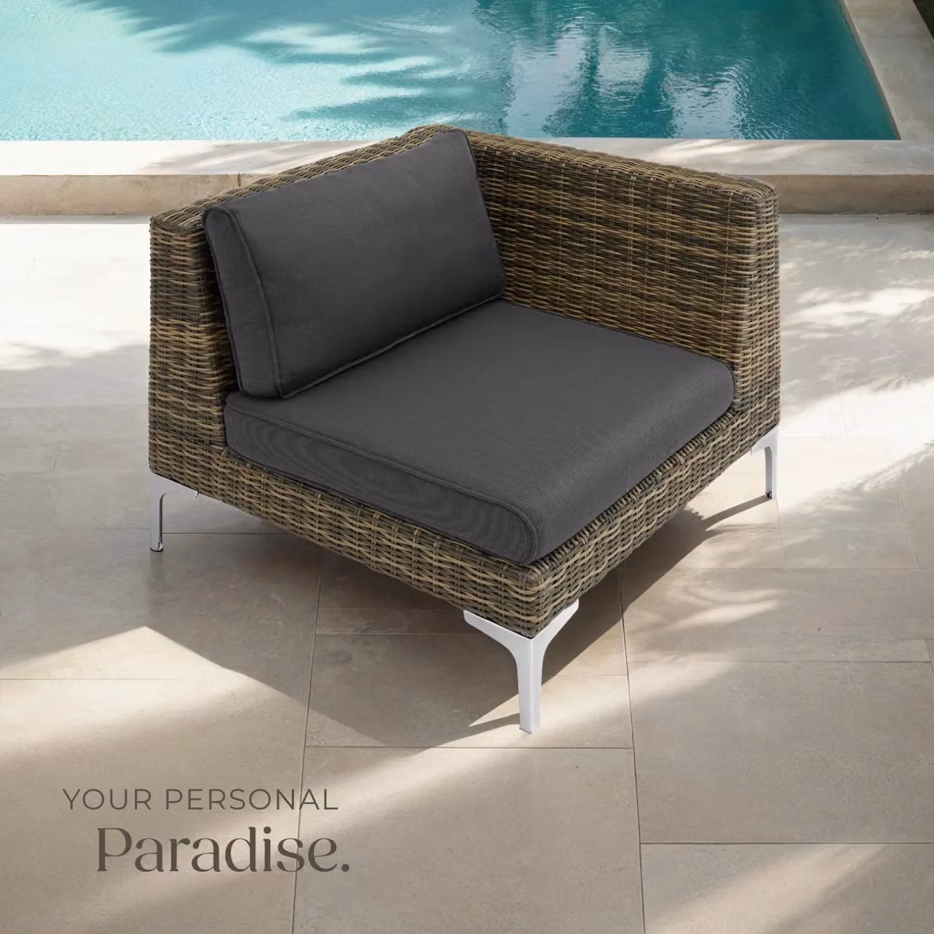 tectake Villanova Modular Rattan Left Corner Set in Dark Grey with Aluminium Frame – 7