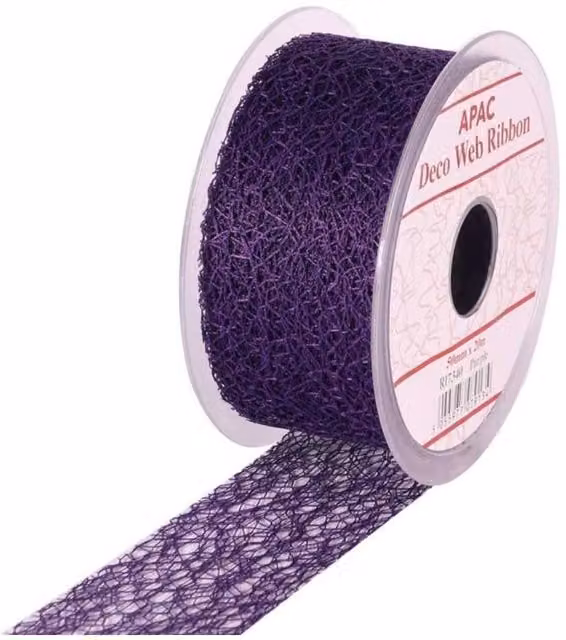 KDMD Purple Deco Web Ribbon, 50mm x 20m