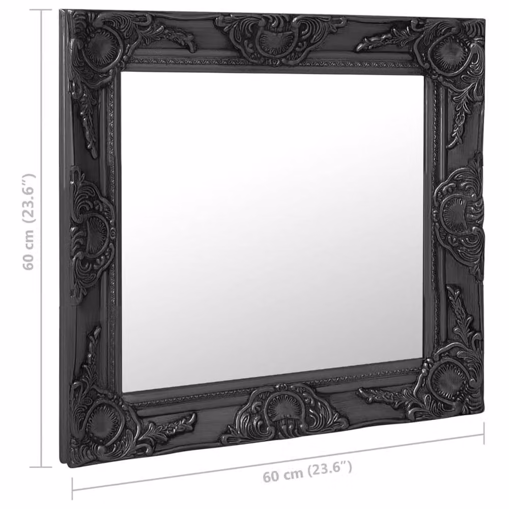 Berkfield Home Antique Baroque Style Square Wall Mirror, Black, W: 60 cm, H: 60 cm – 4