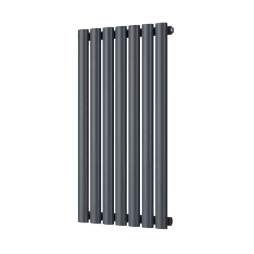 UK Radiators Omeara Anthracite Elliptical Tube Horizontal Designer Radiator H: 80.0 cm, W: 40.6 cm