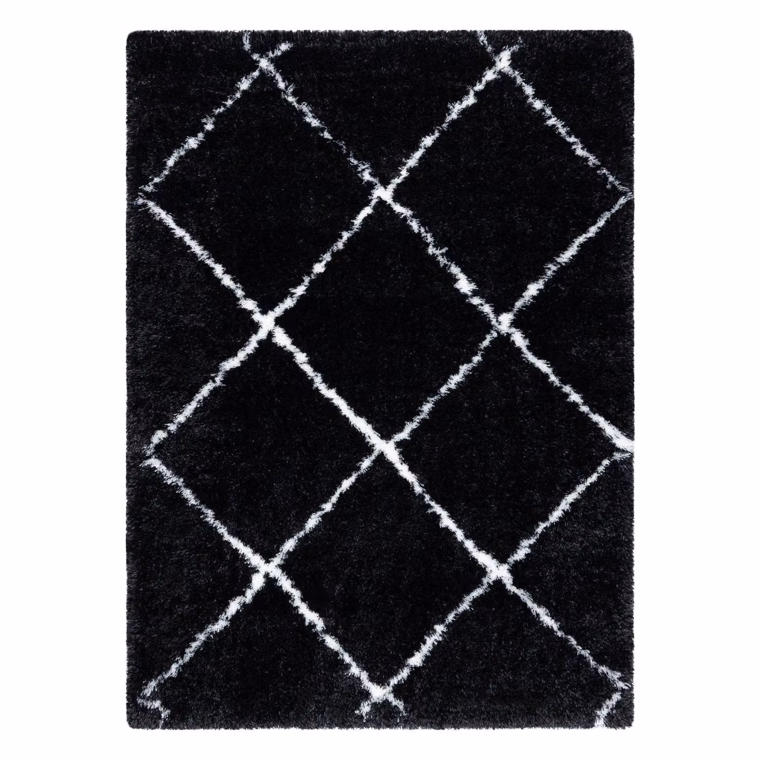 RugsX Fluffy Rectangular Grey and Black Polyester Rug, W: 160 cm, D: 220 cm – 3