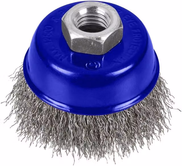 Bluespot Tools Steel Wire Cup Brush for Angle Grinders in Blue and Multicolour
