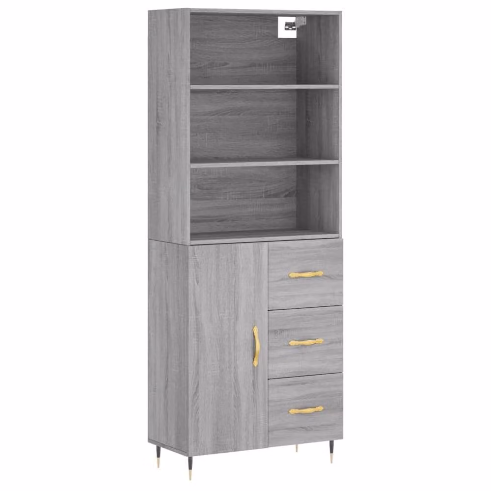 Berkfield Home Grey Sonoma Highboard with Hinged Doors and Internal Shelves, W/D/H: 69.5 x 34 x 180 cm – 3