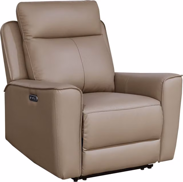 Aspire Rivington Real Leather Power Recliner 3+1+1 Sofa Set with USB Charging, Taupe