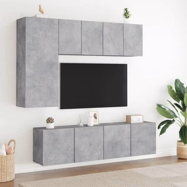 Berkfield Home Wall-mounted TV Cabinets, 2 Piece Set, Concrete Grey, W: 60 cm, D: 30 cm, H: 41 cm – 1