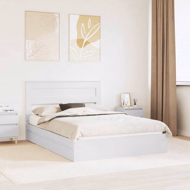Berkfield Home Modern Storage Bed with Headboard and Drawers in White, W/D/H: 160 x 200 cm, Engineered Wood