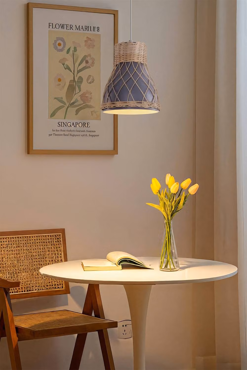 Living and Home Handmade Rattan Pendant Light in Grey – 2