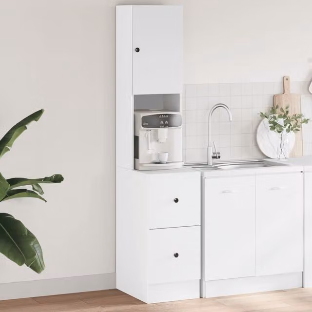Berkfield Home White Kitchen Tall Unit with Hinged Doors and Internal Drawers, W/D/H: 35 x 50 x 180 cm