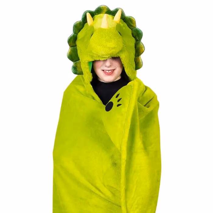 Noxxiez Green Dinosaur Hooded Fleece Animal Blanket for Children – 2