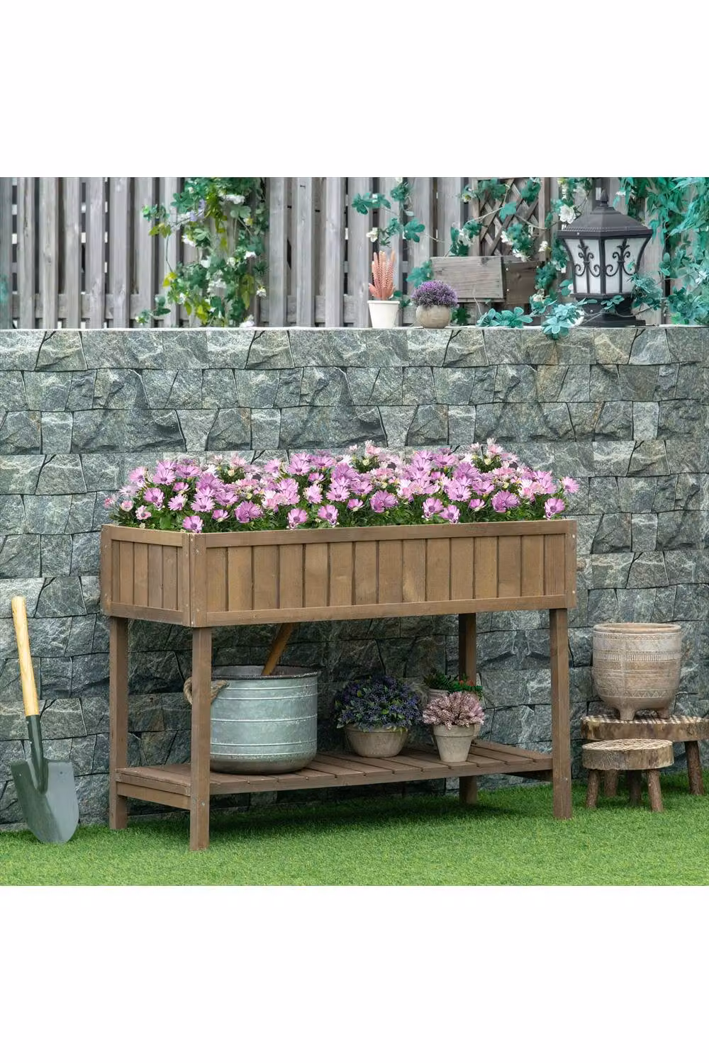 ERGOVEXA Wooden Raised Bed Herb and Vegetable Planter in Brown – 2