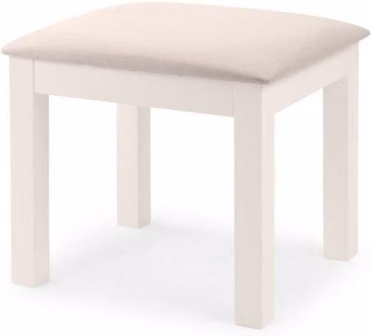 Ashfield Premier Pure White Upholstered Dressing Stool with Lacquered Wood Frame
