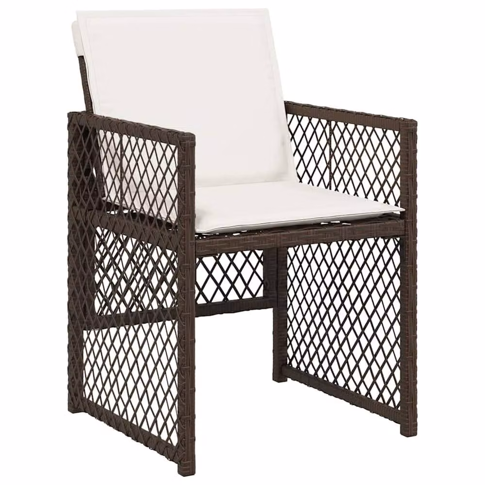 Berkfield Home 9 Piece Brown Poly Rattan Garden Dining Set with Cushions – 3