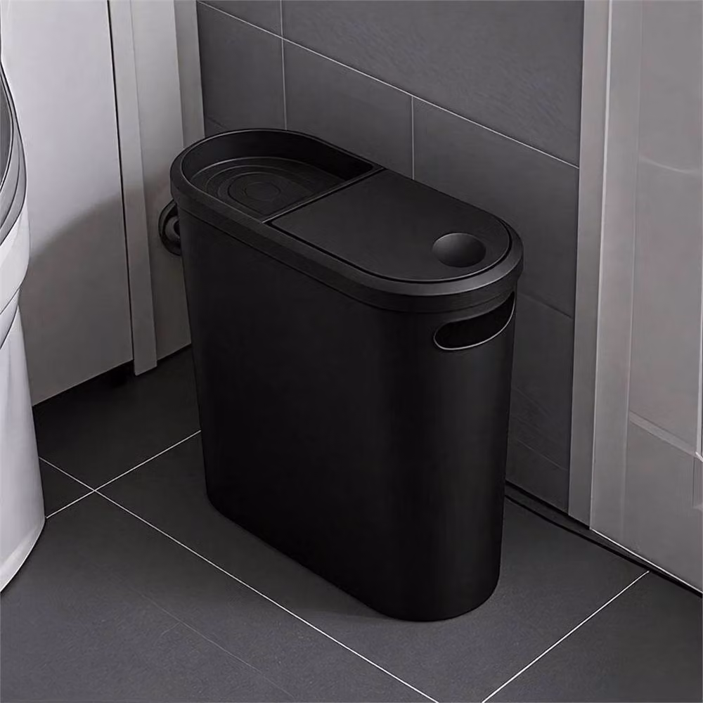 PAWNORA Slim Touch Plastic Bathroom Trash Can, Black – 3