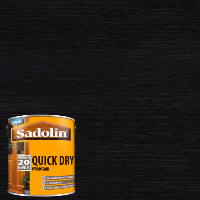 Sadolin QD Water-Based Weatherproof Woodstain, Ebony, 1 l