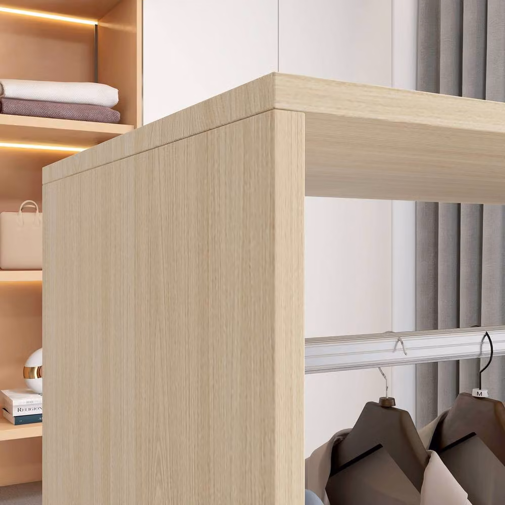 STILVORA Wardrobe with Clothes Rail and 2 Shelves in Beige, W/D/H: 128 x 40 x 40 cm – 4