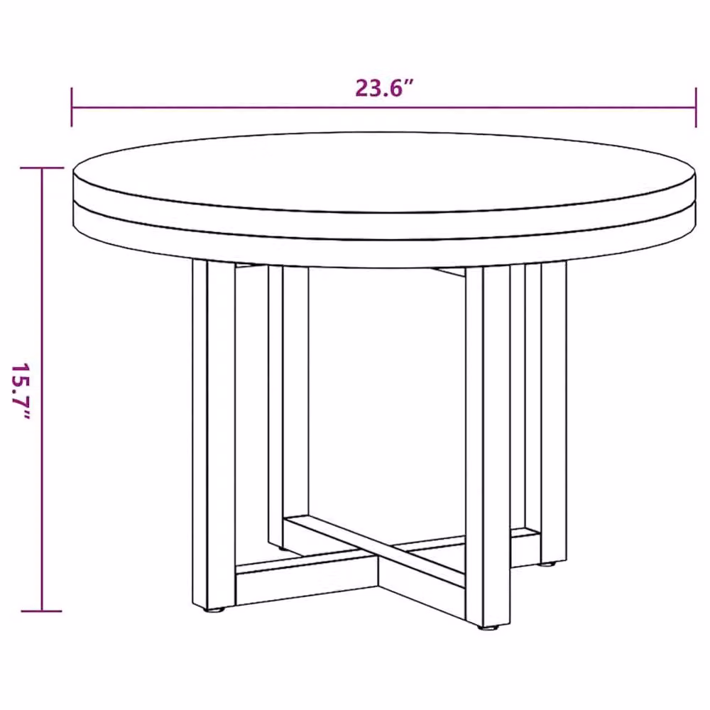 Berkfield Home Round Teak and Mango Wood Coffee Table with Resin Inlay, Brown and Black, Diameter: 60 cm – 5