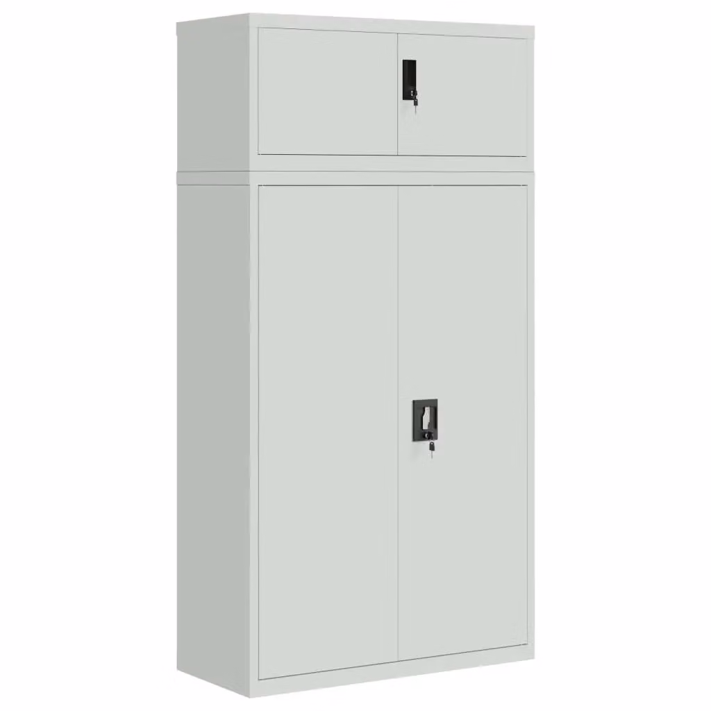Berkfield Home Metal File Cabinet in Light Grey with Lock and Adjustable Shelves, W/D/H: 90 x 40 x 180 cm – 2