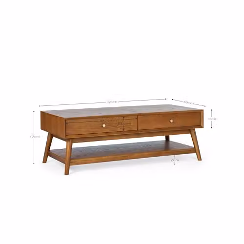 Julian Bowen Lowry 4 Drawer Coffee Table in Cherry Ash Wood, H 42 x W 120 x D 60 cm – 2