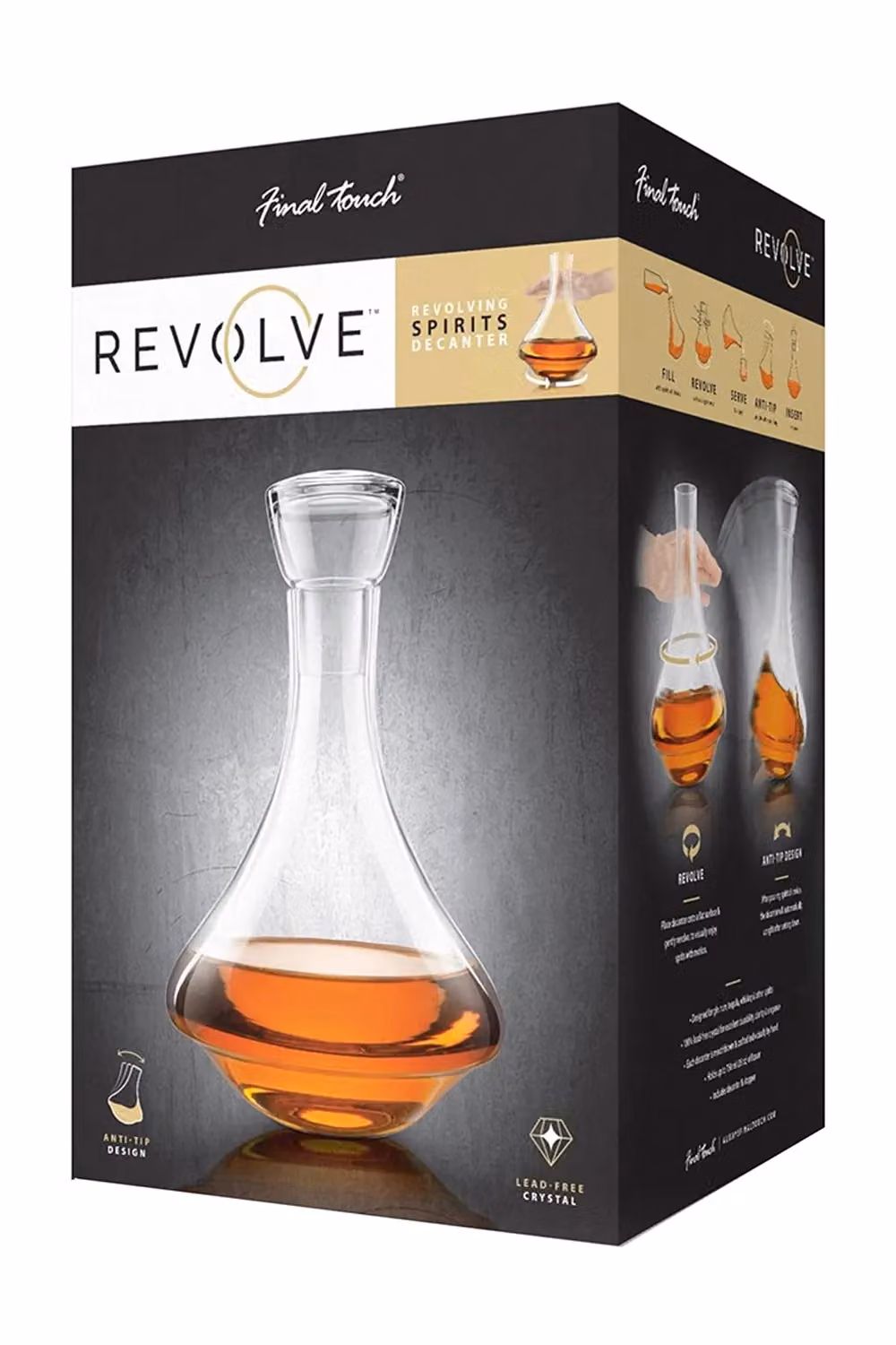 Final Touch Revolve Spirits Decanter with Stopper, 750ml, Clear – 3
