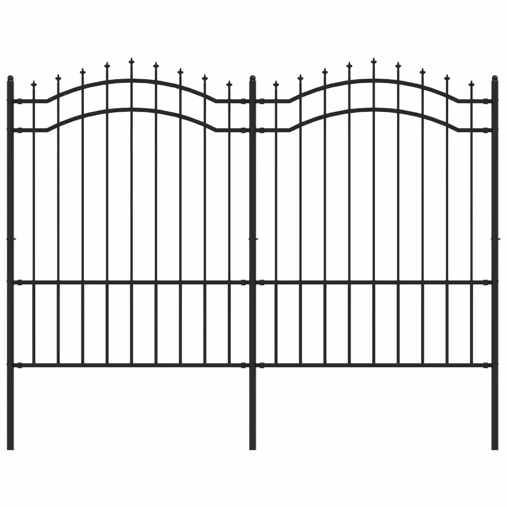Berkfield Home Garden Fence with Spear Top in Black Powder-coated Steel, Height: 190 cm – 2