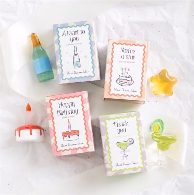 KDMD Set of 24 Multicolour Star Glass Celebration Charms for Party Favours