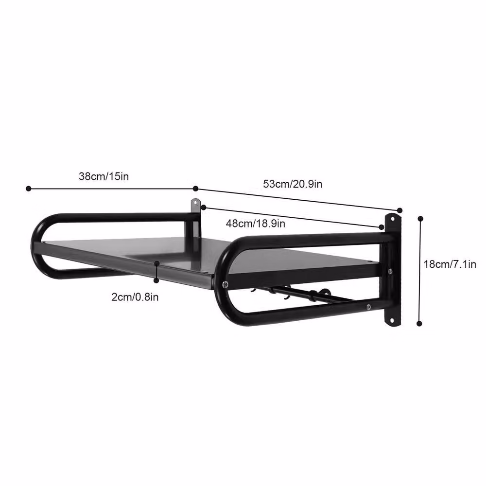 VOGREX Black Matt Metal Wall Mounted Microwave Shelf with Fitting Kit W/D/H: 48.16 x 30.0 x 18.0 cm – 2
