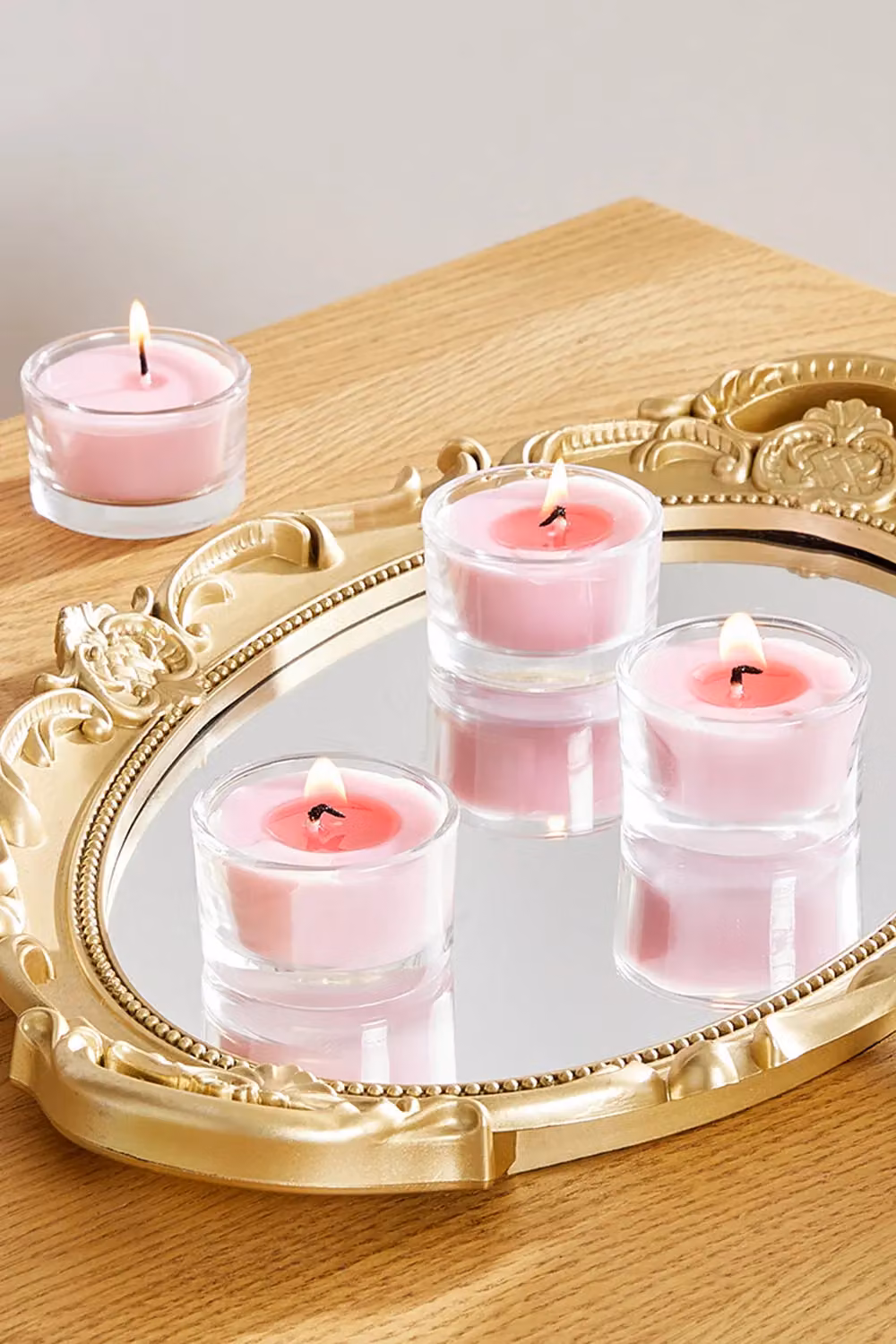 SHEONLY 6-Piece Pink Floral Scented Vegetable Wax Votive Candle Set in Transparent Glass – 2