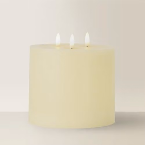 MiniSun Large 3 Wick White Real Wax Flameless LED Flickering Candle Light with Remote Control