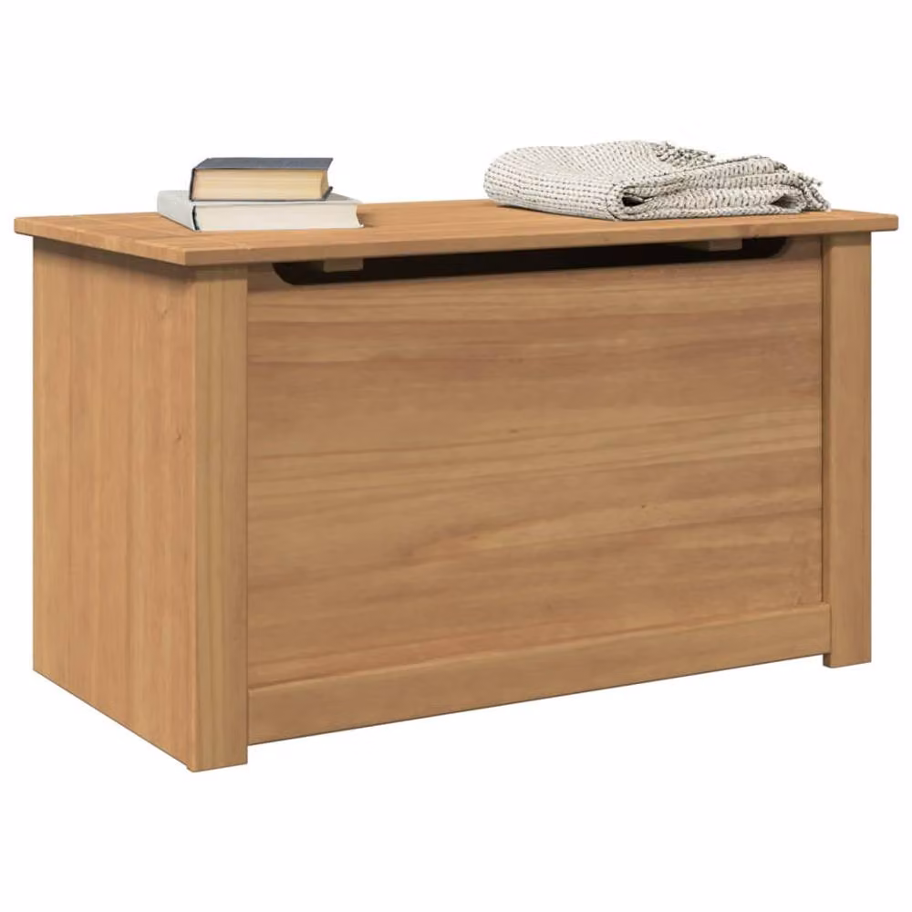 Berkfield Home Panama Storage Chest with Lid in Brown Waxed Solid Pine Wood, W: 79 cm, D: 42 cm, H: 46 cm – 2