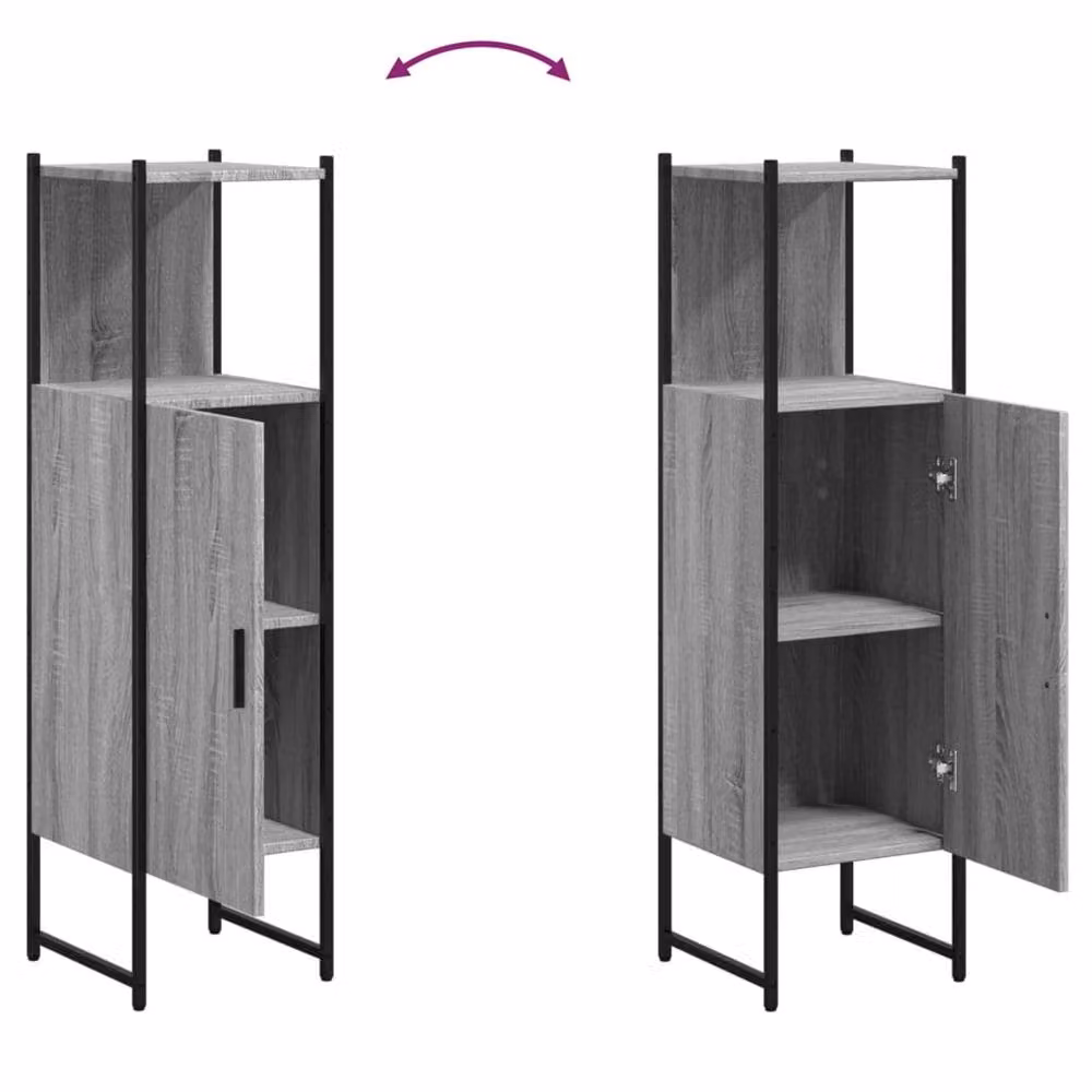 Berkfield Home Grey Sonoma Wall Mounted Bathroom Cabinet with Hinged Doors, W: 33 cm, D: 33 cm, H: 120.5 cm – 4