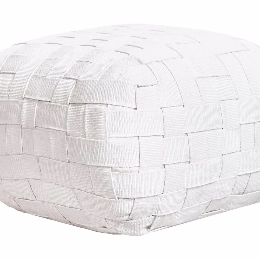 Wyld and Coco Off-White Handwoven PET Outdoor Pouffe, W/D/H: 50 x 50 x 30 cm – 2