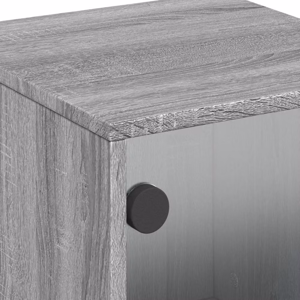 Berkfield Home Elegant Bedside Cabinets with Glass Doors, 2 Pack, Grey Sonoma, W/D/H: 35 x 37 x 30 cm – 4