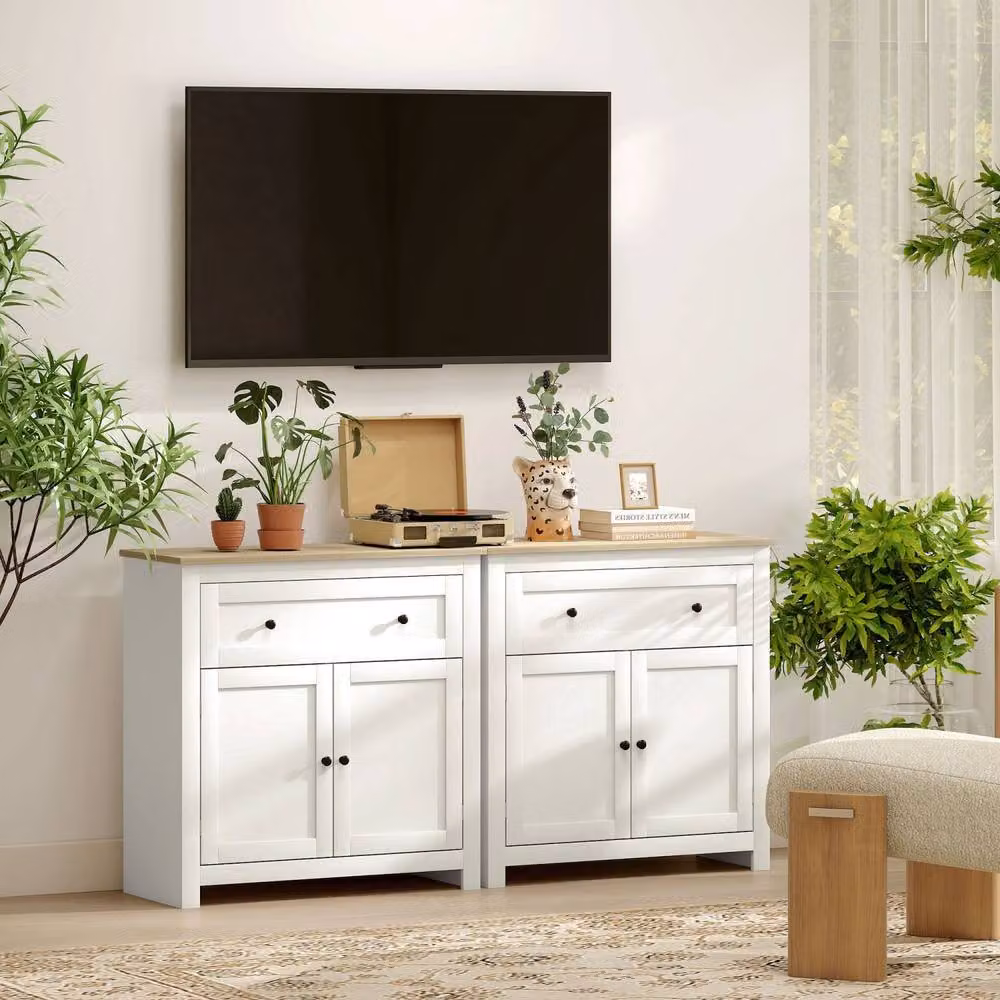 Wyld Haus Viso Cream White Sideboard with Drawer and Adjustable Shelf – 4