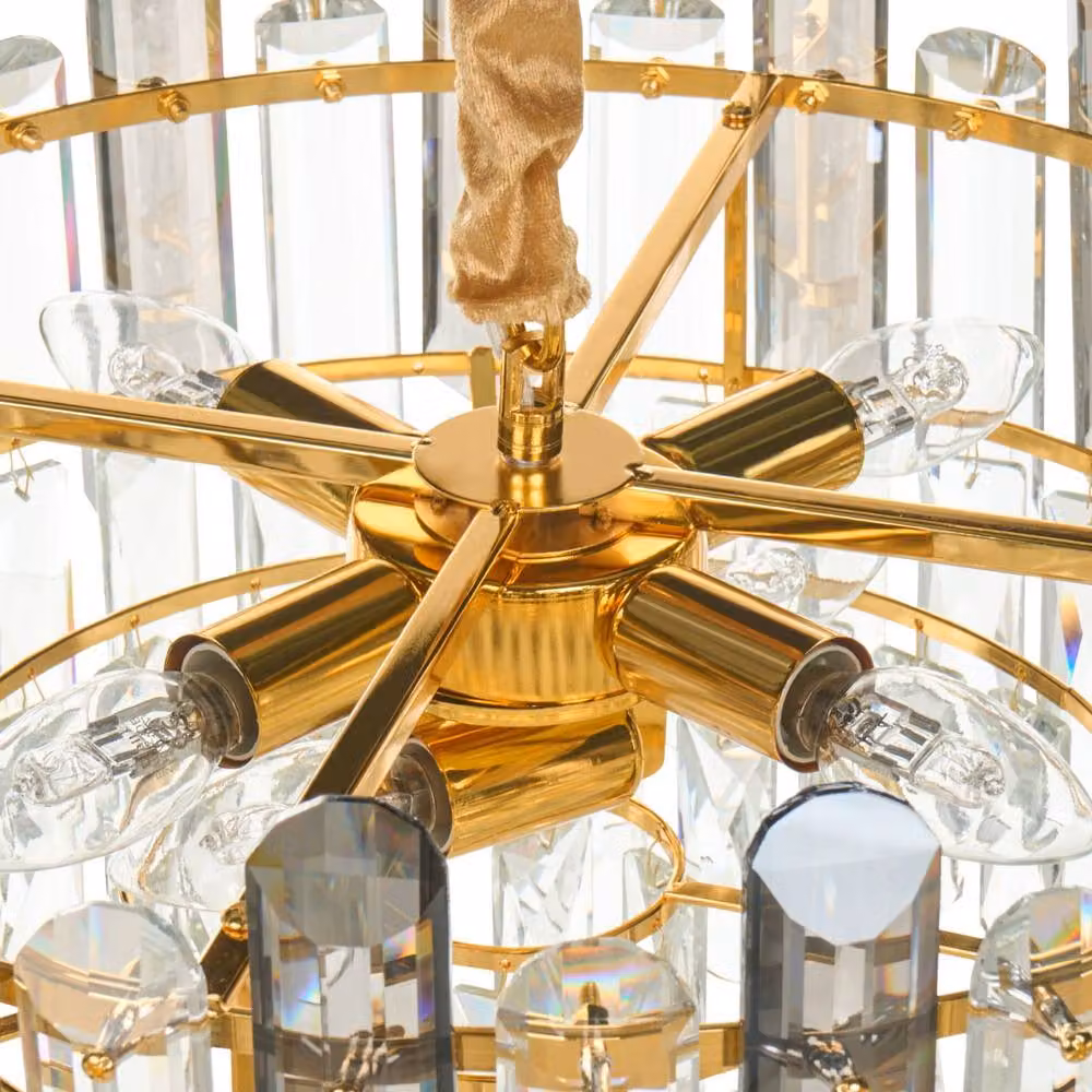 Wyld and Coco Gold and Brass Crystal Glass Chandelier Pendant Lamp, Diameter: 48 cm – 3