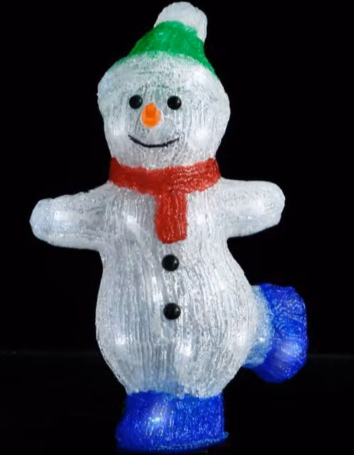 Berkfield Home LED Christmas Acrylic Snowman Figure in White and Multicolour, Height: 30 cm