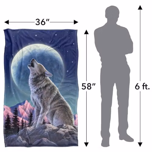 JQ Licensing Jlo Howling Wolf Moon Super Soft Fleece Throw Blanket, Multicolour, W: 91 cm, D: 147 cm – 4