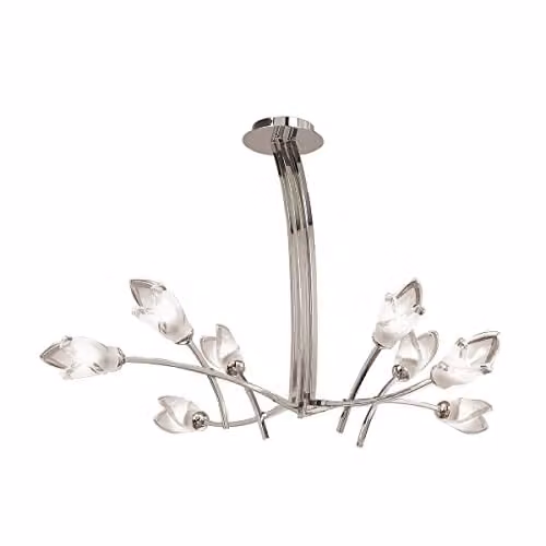 Netlighting Inspired Mantra Pietra 4 Arm 8 Light G9 Suspended Pendant in Polished Chrome and Silver with Transparent Glass