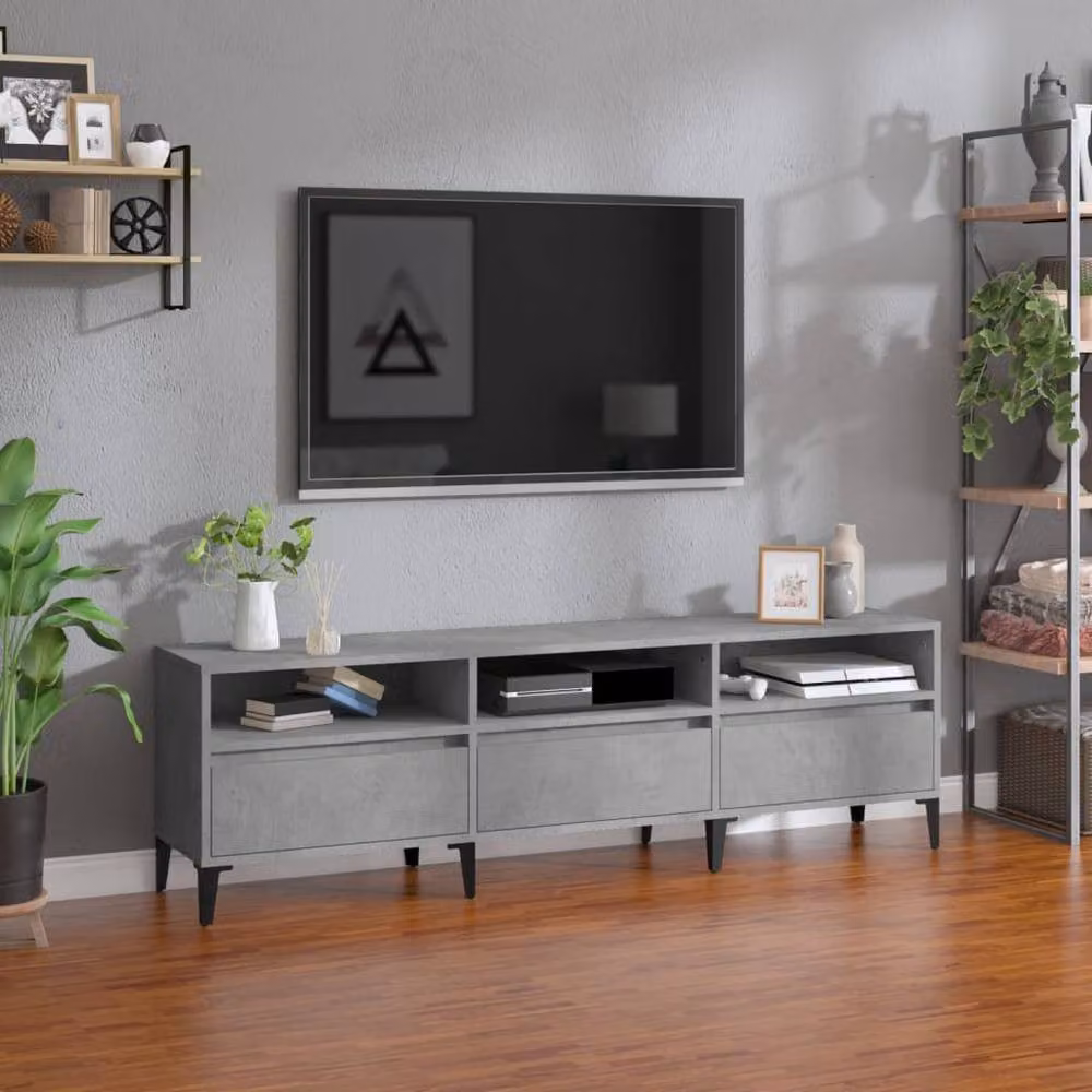 Berkfield Home TV Cabinet in Concrete Grey, W: 150 cm, D: 30 cm, H: 44.5 cm – 2