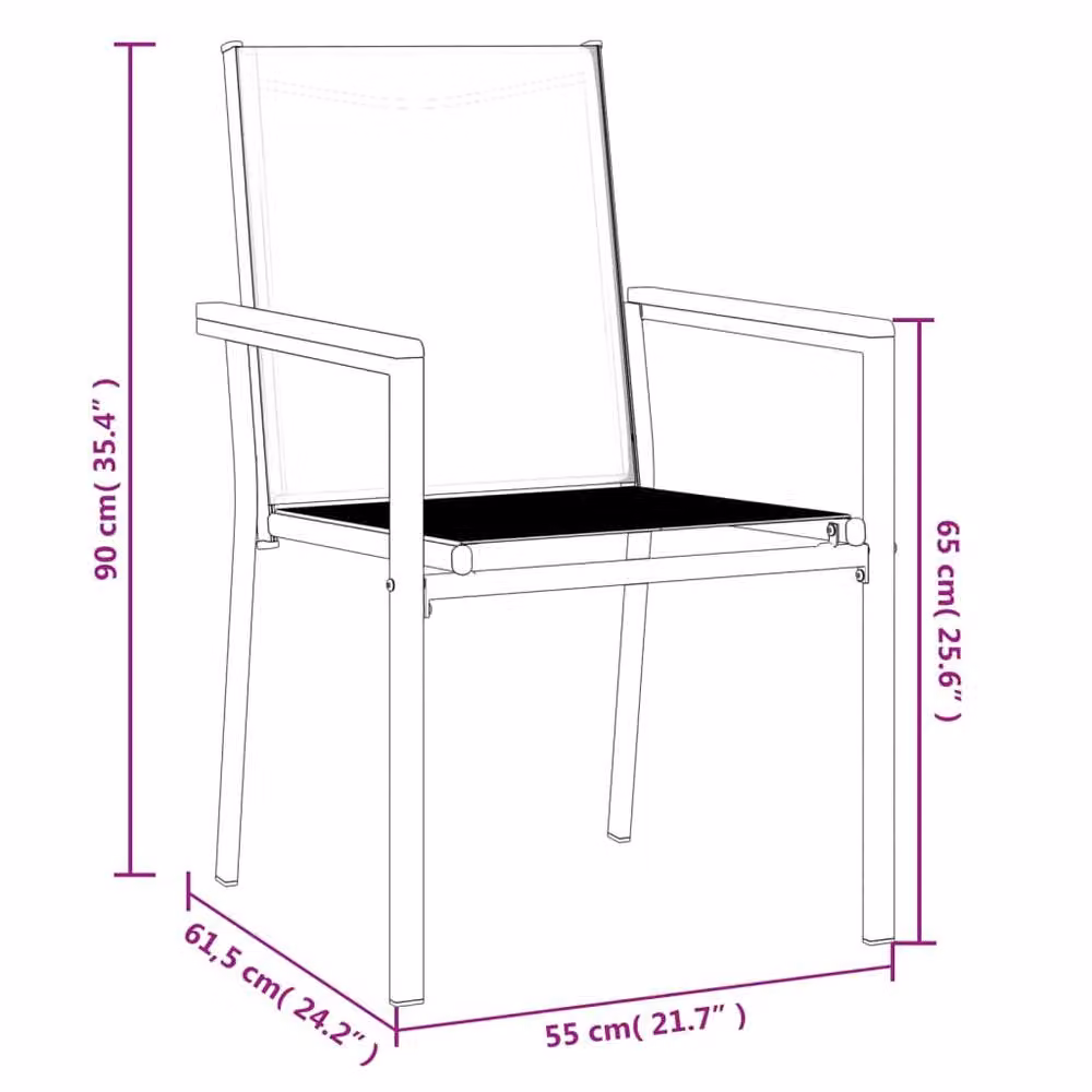 Berkfield Home Beautiful Garden Chairs, Set of 4, Black, W/D/H: 55 x 61.5 x 90 cm – 5