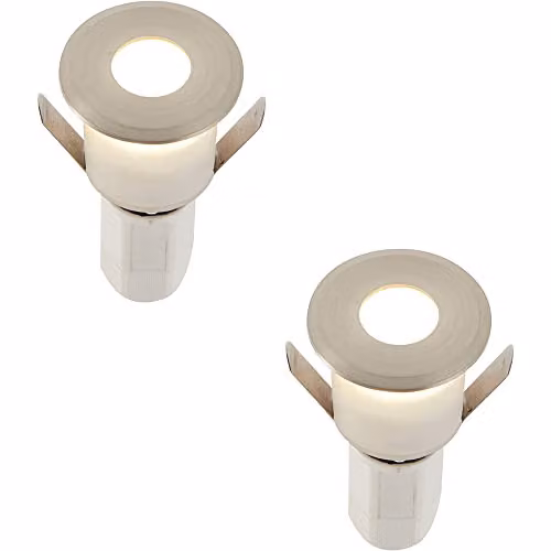 Loops 2 Pack Recessed Decking Guide Lights in Silver with Cool White LED, IP67 Rated