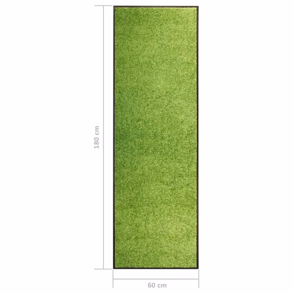 Berkfield Home Washable Non-Slip Green Doormat W: 60 cm, L: 180 cm – 4